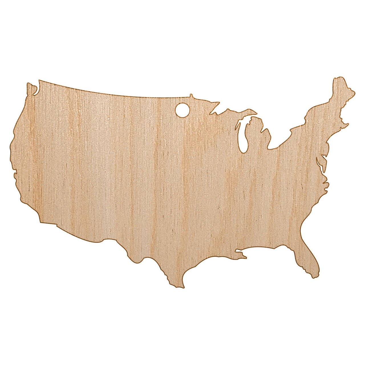 USA United States of America Solid Unfinished Craft Wood Holiday Christmas Tree DIY Pre-Drilled Ornament